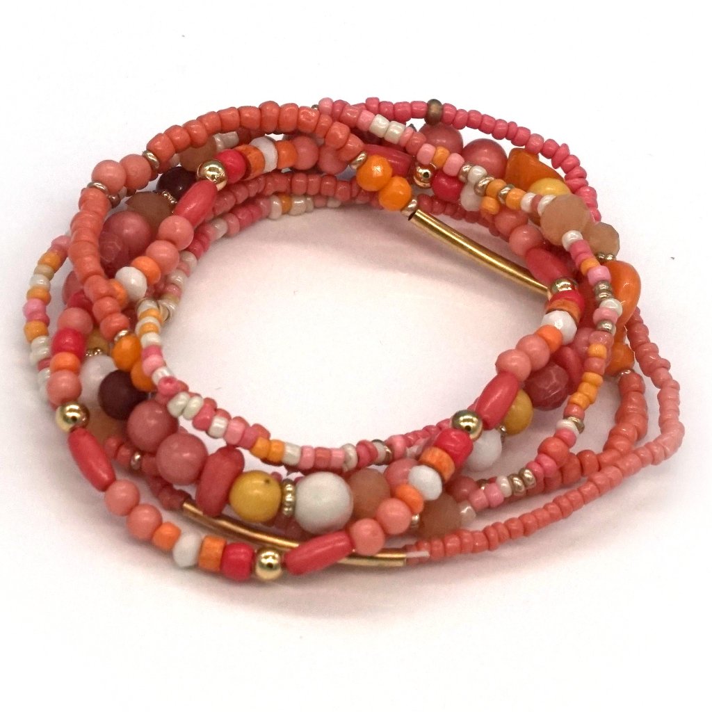 Bracelet Seven Strands Coral. Os.